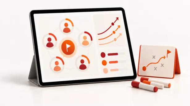 Een iPad met een leiderschapsgrafiek