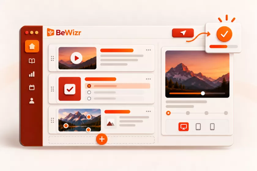 Scherm van leerplatform BeWizr van Human Talent Group.